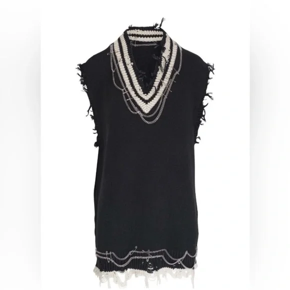 BNWT $1250 R13 Oversized Chain Embellished Vest Dress Large - Picture 6 of 12